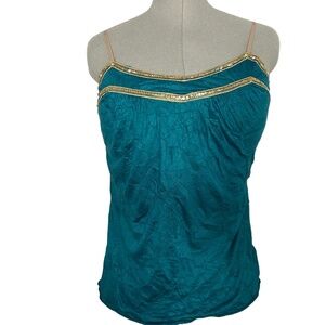 Vintage Y2K Teal Gold Sequin Camisole Tank Top